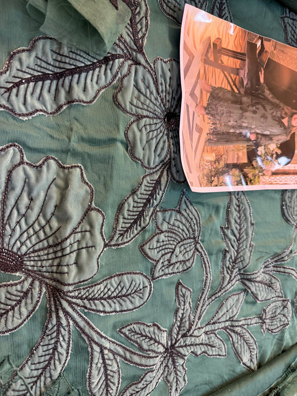 Maria B green chiffon wedding edition