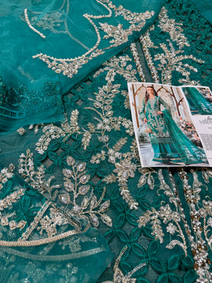 Maria B green wedding bridal chiffon