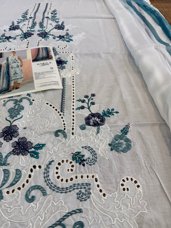 Maria b white blue lawn 2026