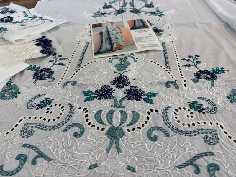 Maria b white blue lawn 2026