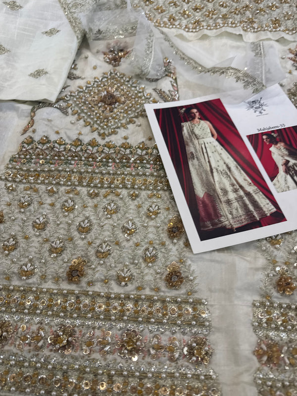 Mohsin Naveed Ranjha ivory multi bridal chiffon collection