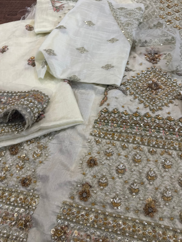 Mohsin Naveed Ranjha ivory multi bridal chiffon collection