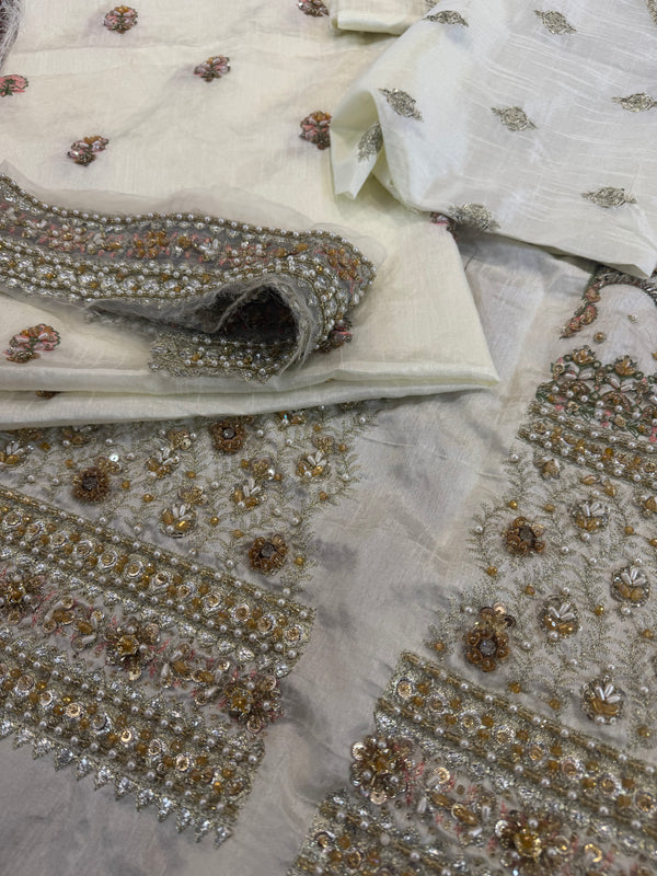 Mohsin Naveed Ranjha ivory multi bridal chiffon collection
