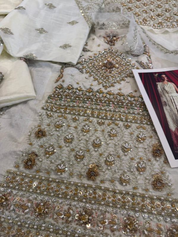 Mohsin Naveed Ranjha ivory multi bridal chiffon collection