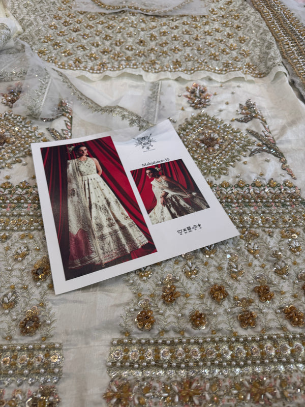 Mohsin Naveed Ranjha ivory multi bridal chiffon collection