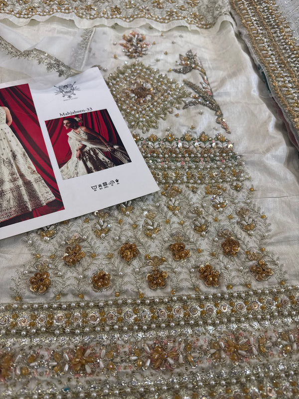 Mohsin Naveed Ranjha ivory multi bridal chiffon collection