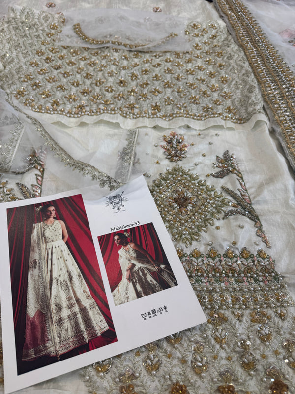 Mohsin Naveed Ranjha ivory multi bridal chiffon collection