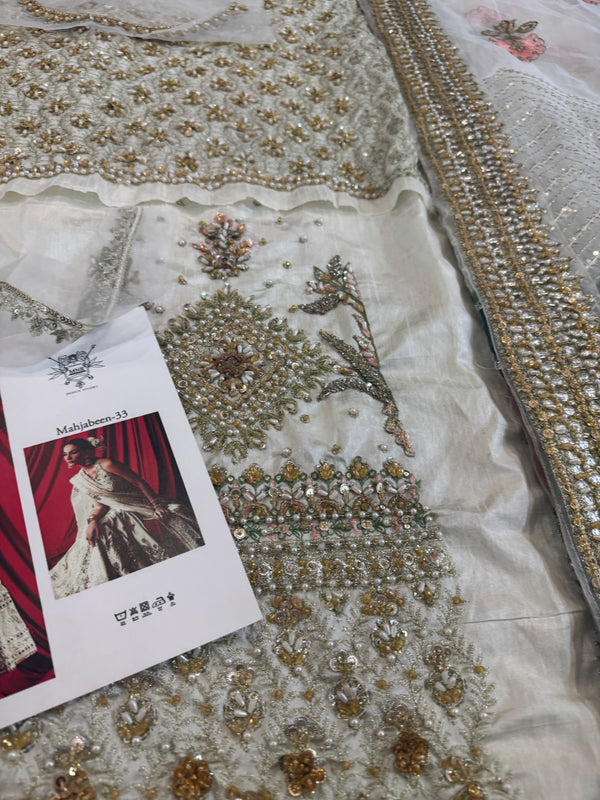 Mohsin Naveed Ranjha ivory multi bridal chiffon collection