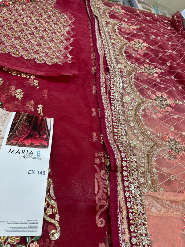 Maria B couture red chiffon bridal