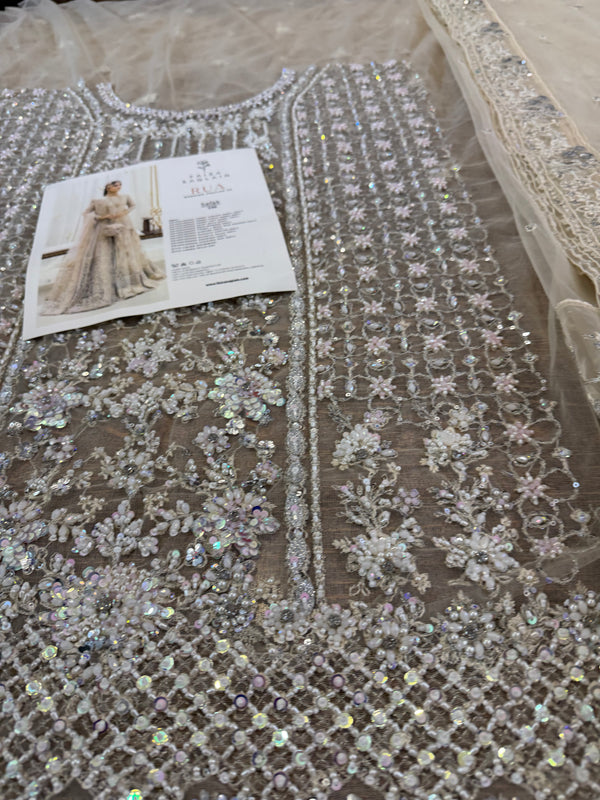 Faiza Saqlain ivory chiffon wedding edition