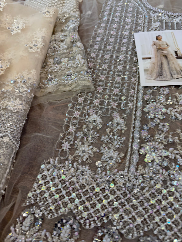 Faiza Saqlain ivory chiffon wedding edition