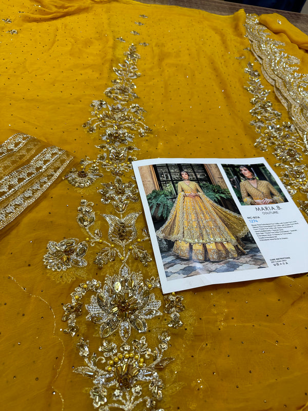 Maria B couture yellow bridal chiffon collection