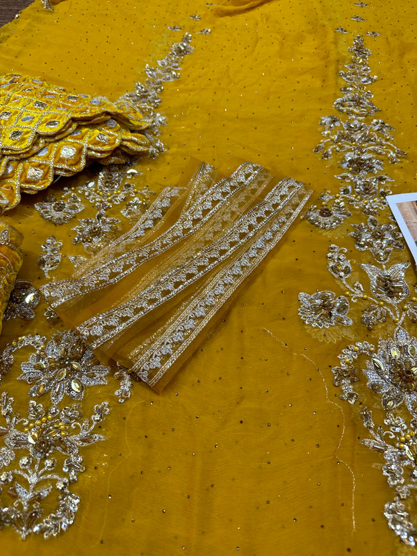 Maria B couture yellow bridal chiffon collection