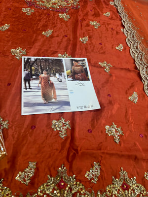 Haris shakeel orange chiffon wedding edition