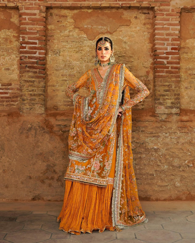 Hussain Rehar rust orange wedding collection