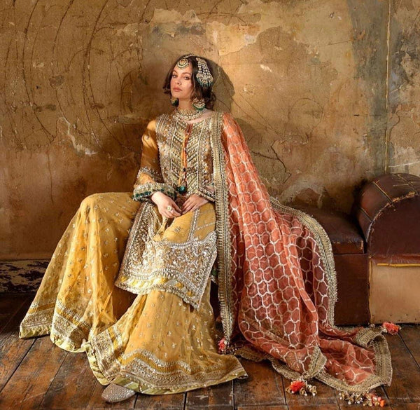 Sobia Nazir mustard pink bridal collection