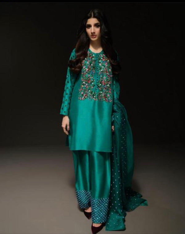 Muse luxury handmade sea green chiffon