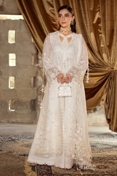 Qalamqar white wedding edition