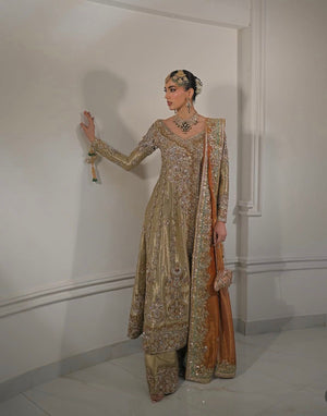 Alina khan golden rust do pata wedding edition