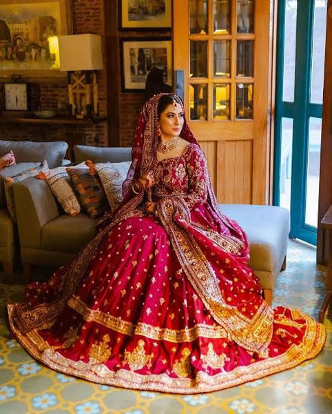 Title Mohsin Naveed Ranjha meroon bridal collection