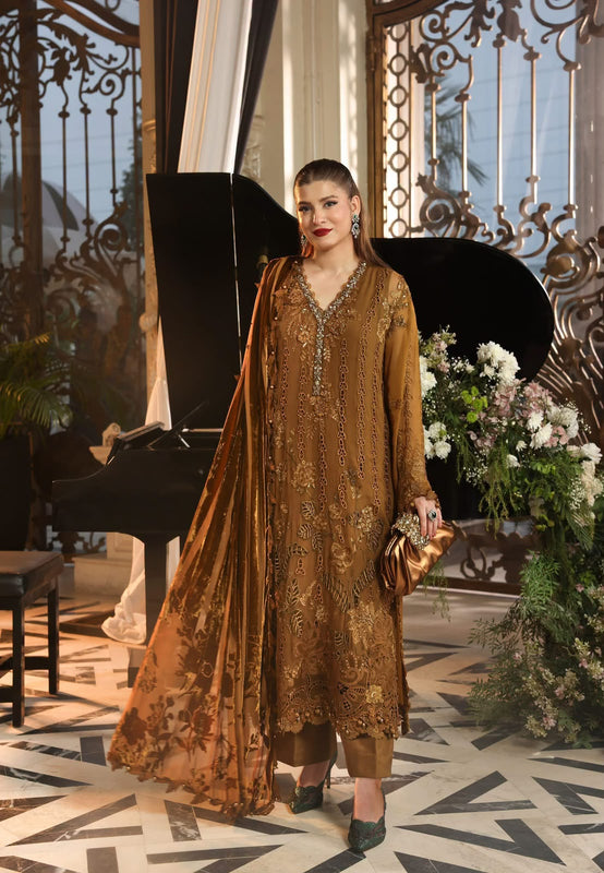 Maria b golden chiffon wedding