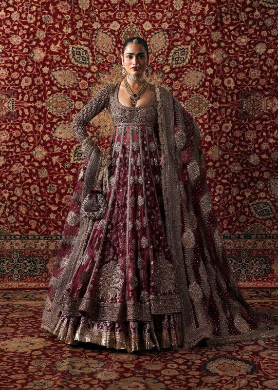 Hussain rehar majenda maroon wedding edition