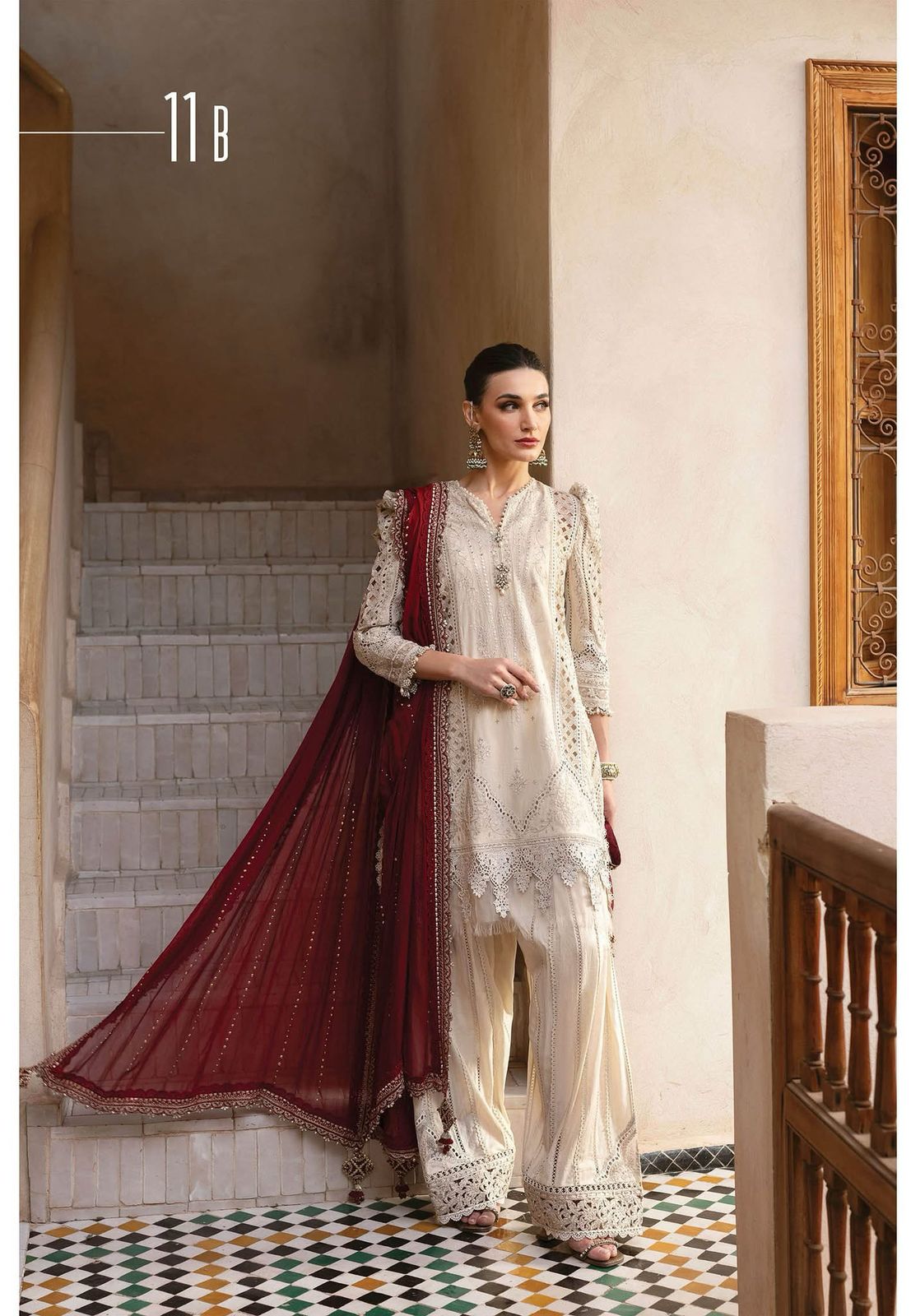 Maria b skin meroon lawn 2025