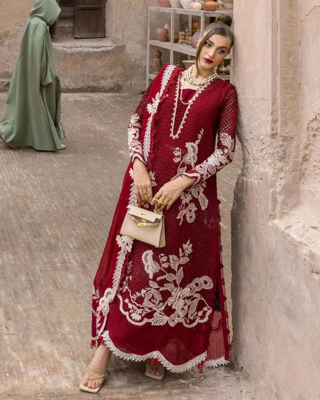 Crimson red chickenkari lawn 2025
