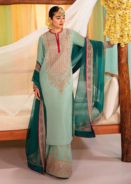 Hussain rehar sea green wedding edition